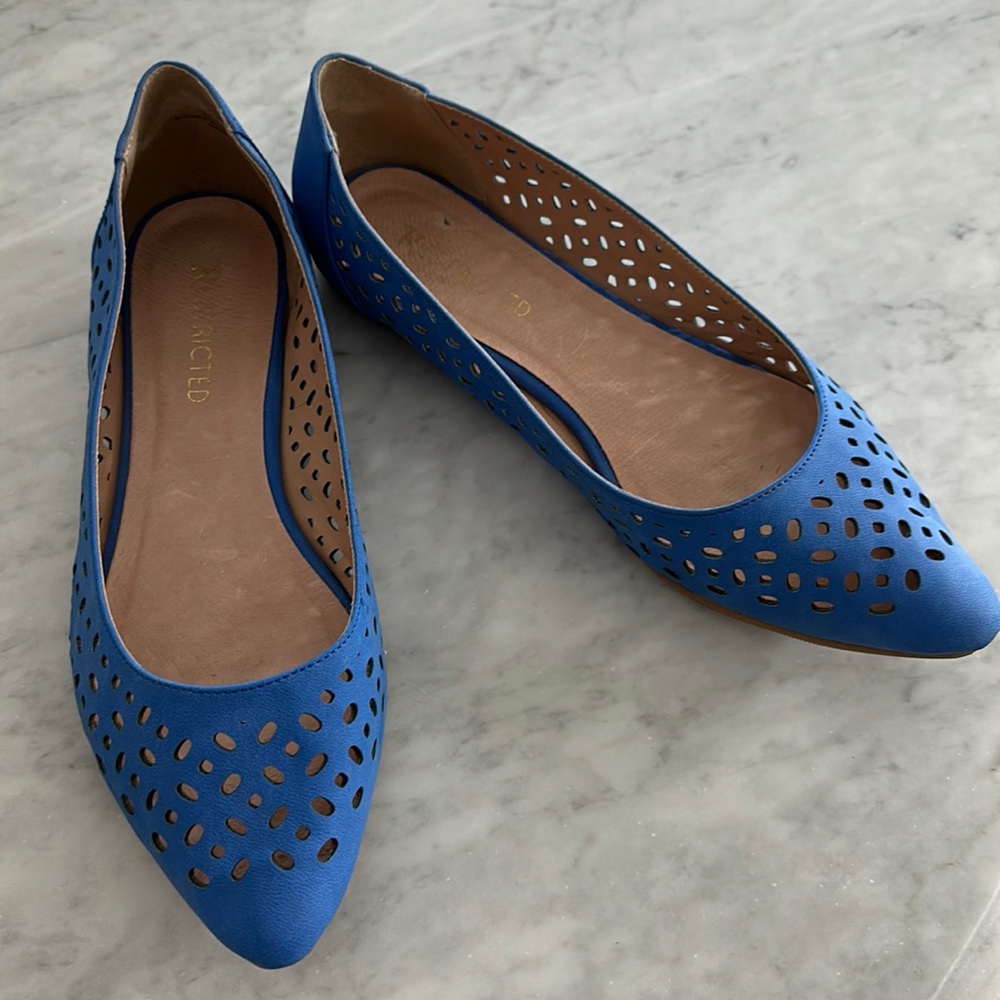 Restricted Cobalt Blue leather Flats. Size 8.5